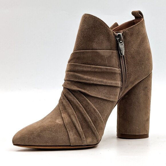 Sigerson Morrison Women Kiran Bow Beige Zip Pointy Ankle Boots size 7 - Picture 3 of 10